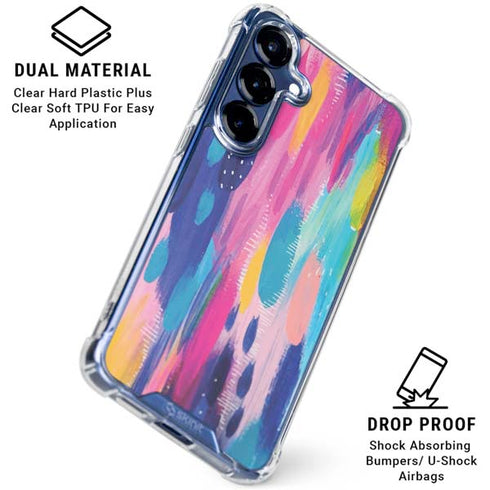 Pink Sparkle Brush Stroke by Etta Vee Galaxy S25 Clear Case